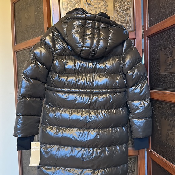 NEW!!!  MICHAEL KORS Water-Resistant Hooded Shiny Logo Print Nylon Puffer Jacket - Picture 12 of 17